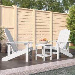 Chaises de jardin Adirondack avec table PEHD Blanc alsavelo