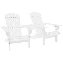 Chaises de jardin Adirondack avec table bois de sapin blanc alsavelo