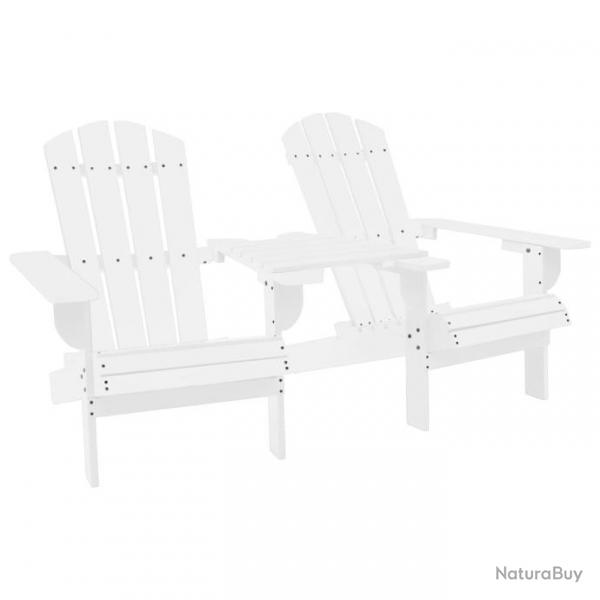 Chaises de jardin Adirondack avec table bois de sapin blanc