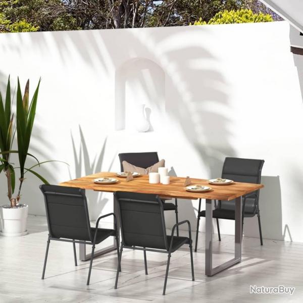 Chaises de jardin 4 pcs Acier et textilne Noir alsavelo