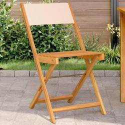 Chaises de bistrot lot de 2 beige bois d'acacia massif et tissu alsavelo