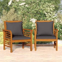 Chaises de canapé coussins gris foncé lot de 2 acacia massif alsavelo