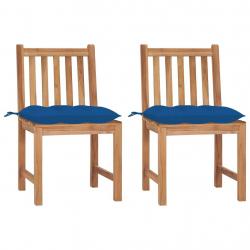 Chaises de jardin lot de 2 avec coussins Bois de teck massif alsavelo