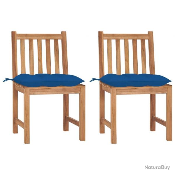 Chaises de jardin lot de 2 avec coussins Bois de teck massif alsavelo