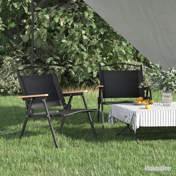 Chaises de camping lot de 2 Noir 54x43x59 cm Tissu Oxford alsavelo
