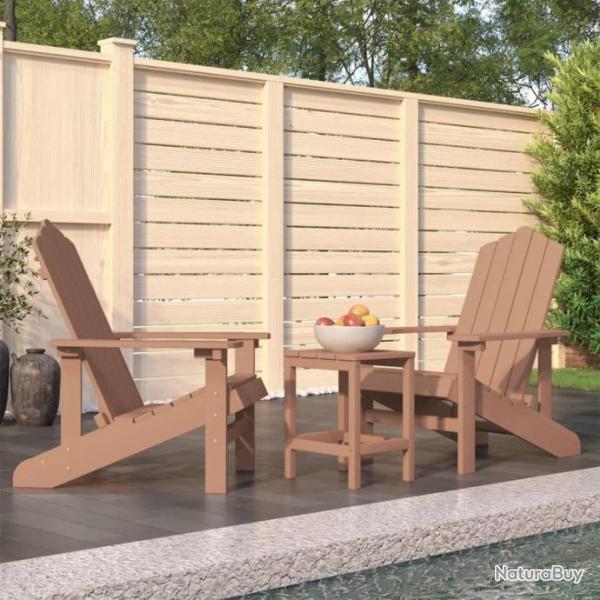 Chaises de jardin Adirondack avec table PEHD Marron