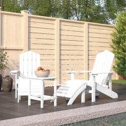 Chaises de jardin Adirondack repose-pied table PEHD Blanc alsavelo