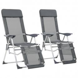 Chaises de camping pliantes et repose-pied lot de 2 textilène alsavelo