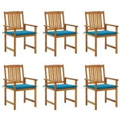 Chaises de jardin avec coussins lot de 6 Bois d'acacia massif