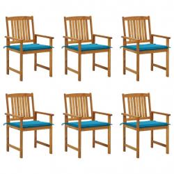 Chaises de jardin avec coussins lot de 6 Bois d'acacia massif alsavelo