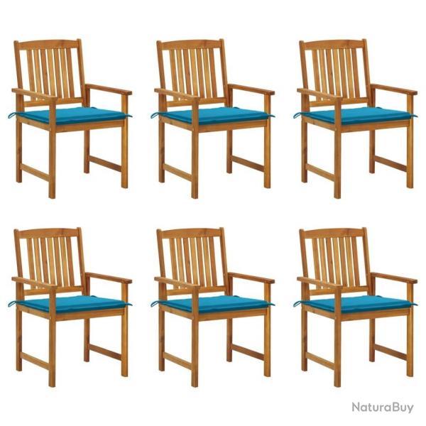 Chaises de jardin avec coussins lot de 6 Bois d'acacia massif alsavelo
