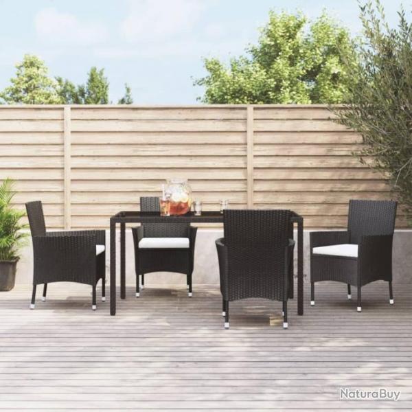 Chaises de jardin avec coussins lot de 4 Rsine tresse Noir