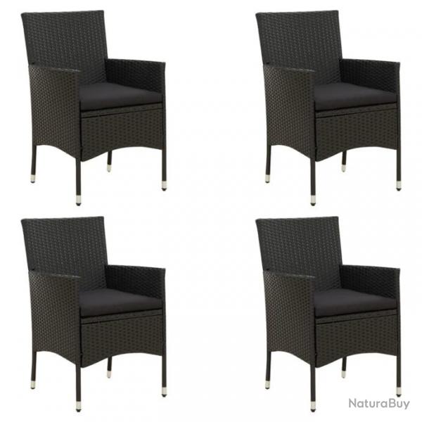 Chaises de jardin avec coussins lot de 4 Rsine tresse Noir