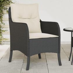Chaises de jardin avec coussins lot de 2 noir résine tressée alsavelo