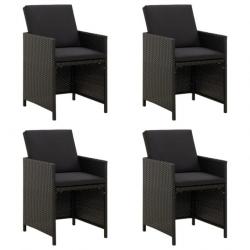 Chaises de jardin avec coussins lot de 4 Résine tressée Noir