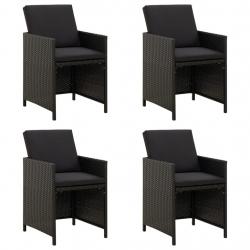 Chaises de jardin avec coussins lot de 4 Résine tressée Noir alsavelo