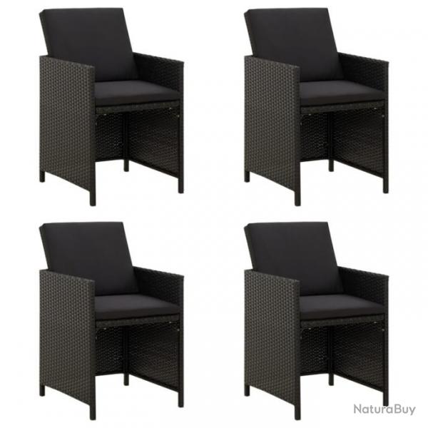 Chaises de jardin avec coussins lot de 4 Rsine tresse Noir