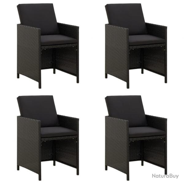 Chaises de jardin avec coussins lot de 4 Rsine tresse Noir alsavelo