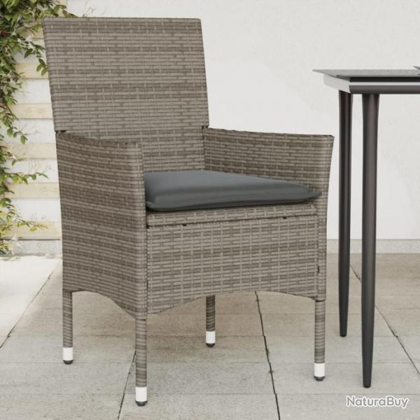 Chaises de jardin avec coussins lot de 2 gris rsine tresse