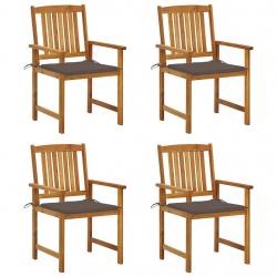 Chaises de jardin avec coussins lot de 4 Bois d'acacia massif alsavelo