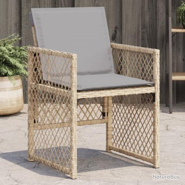 Chaises de jardin avec coussins lot de 4 mlange beige