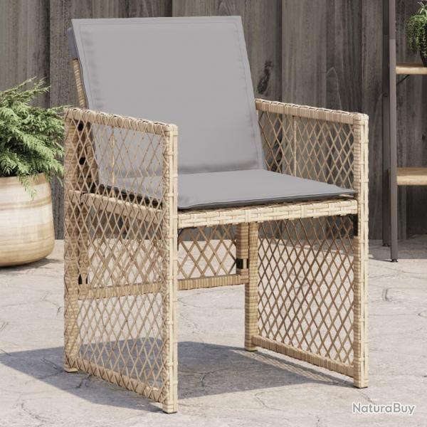 Chaises de jardin avec coussins lot de 4 mlange beige alsavelo