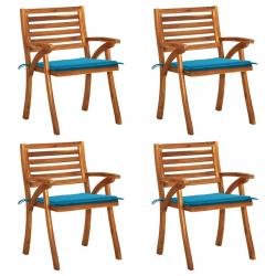 Chaises de jardin avec coussins lot de 4 Bois de teck solide alsavelo