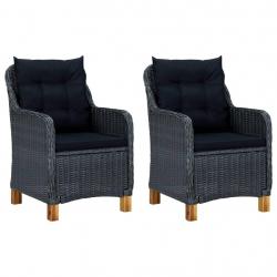 Chaises de jardin avec coussins lot de 2 Résine tressée alsavelo