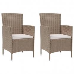 Chaises de jardin avec coussins lot de 2 Résine tressée Beige alsavelo