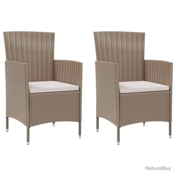 Chaises de jardin avec coussins lot de 2 Rsine tresse Beige alsavelo