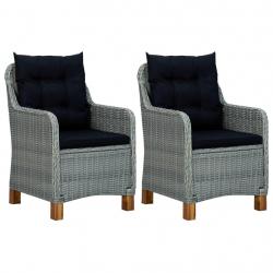 Chaises de jardin avec coussins lot de 2 Résine tressée alsavelo