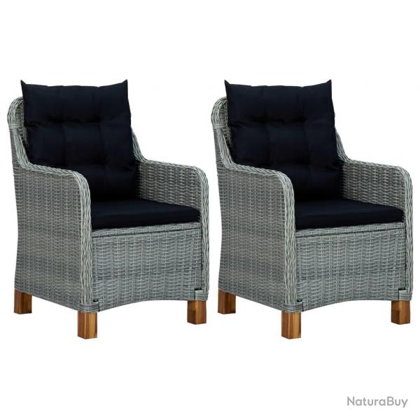Chaises de jardin avec coussins lot de 2 Rsine tresse alsavelo
