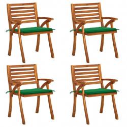 Chaises de jardin avec coussins lot de 4 Bois de teck solide alsavelo