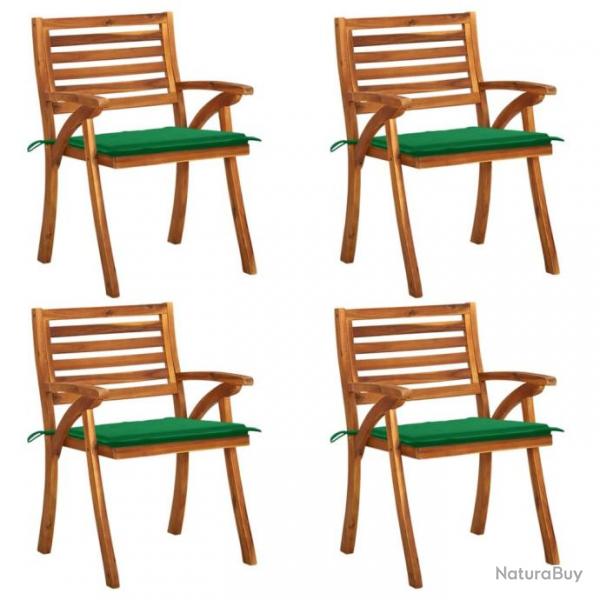 Chaises de jardin avec coussins lot de 4 Bois de teck solide