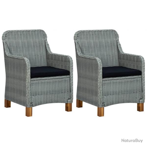 Chaises de jardin avec coussins lot de 2 Rsine tresse alsavelo