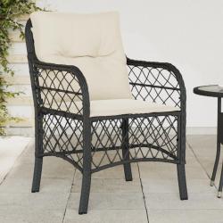 Chaises de jardin avec coussins lot de 2 noir résine tressée alsavelo