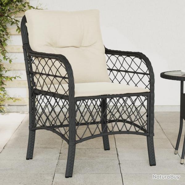 Chaises de jardin avec coussins lot de 2 noir rsine tresse alsavelo
