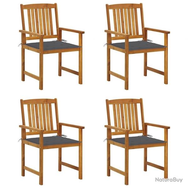 Chaises de jardin avec coussins lot de 4 Bois d'acacia massif alsavelo