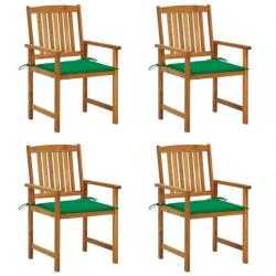 Chaises de jardin avec coussins lot de 4 Bois d'acacia massif