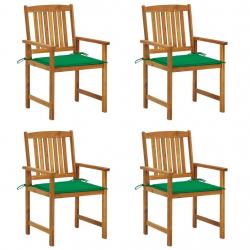 Chaises de jardin avec coussins lot de 4 Bois d'acacia massif alsavelo
