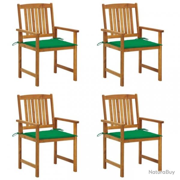 Chaises de jardin avec coussins lot de 4 Bois d'acacia massif