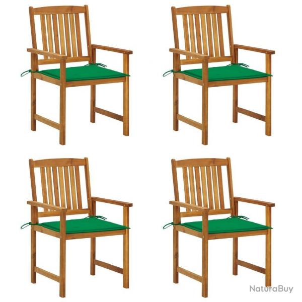 Chaises de jardin avec coussins lot de 4 Bois d'acacia massif alsavelo