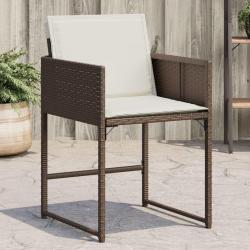 Chaises de jardin avec coussins lot de 4 marron résine tressée alsavelo