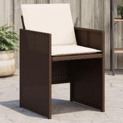 Chaises de jardin avec coussins lot de 4 marron résine tressée alsavelo