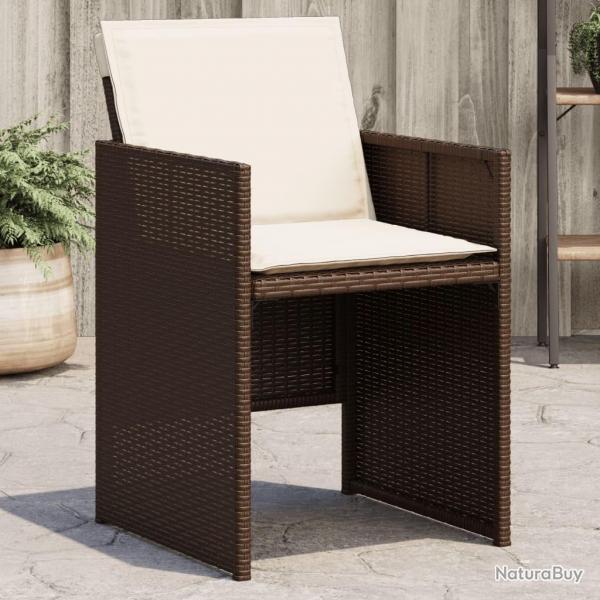 Chaises de jardin avec coussins lot de 4 marron rsine tresse alsavelo