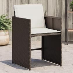Chaises de jardin avec coussins lot de 4 marron résine tressée alsavelo
