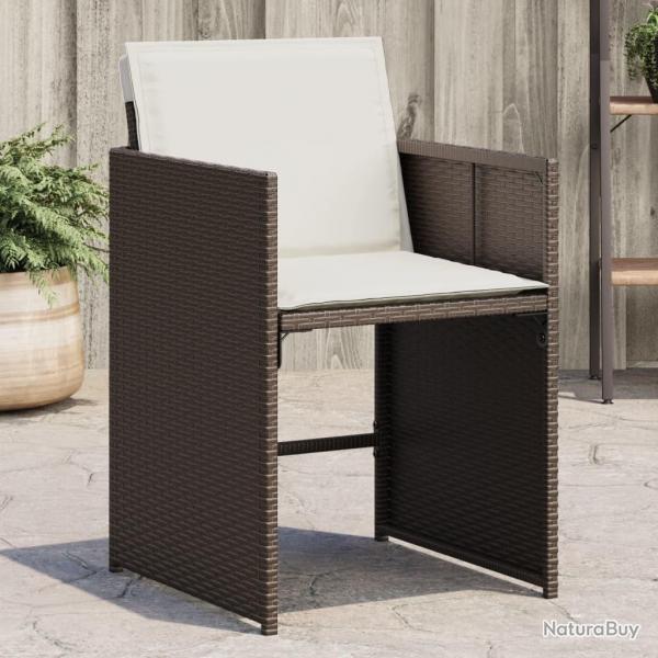 Chaises de jardin avec coussins lot de 4 marron rsine tresse alsavelo