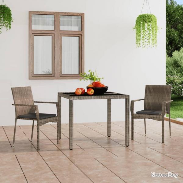 Chaises de jardin avec coussins lot de 2 Rsine tresse Gris alsavelo