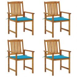 Chaises de jardin avec coussins lot de 4 Bois d'acacia massif