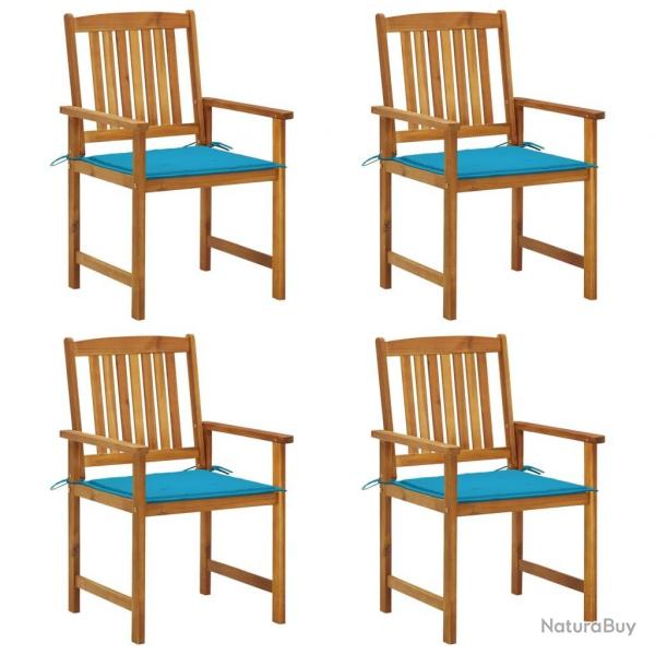 Chaises de jardin avec coussins lot de 4 Bois d'acacia massif alsavelo